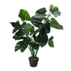 Northlight 4 Ft. Two-Tone Potted Wide Taro Leaf Plant