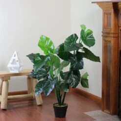 Northlight 4 Ft. Two-Tone Potted Wide Taro Leaf Plant -Flowers Michael Store D236732S 2