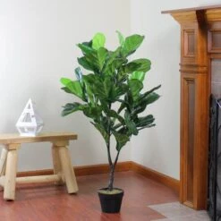 Northlight 4 Ft. Two-Tone Potted Wide Fiddle Leaf Floor Plant -Flowers Michael Store D236736S 4