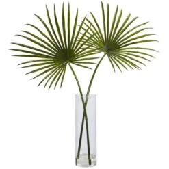 4ft. Green Fan Palm Arrangement In Glass Vase