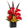 22.5" Red & Orange Tropical Floral & Calla Lily Mixed Arrangement In Vase 1 22.5" Red & Orange Tropical Floral & Calla Lily Mixed Arrangement In Vase -Flowers Michael Store D251401S 11