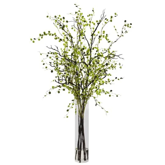 3.5ft. Green Night Willow Arrangement In Glass Vase 3 3.5ft. Green Night Willow Arrangement In Glass Vase