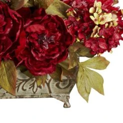 18" Red Peony & Hydrangea Arrangement In Decorative Planter 14 18" Red Peony & Hydrangea Arrangement In Decorative Planter -Flowers Michael Store D251495S 13
