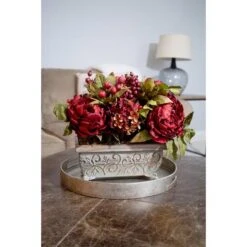 18" Red Peony & Hydrangea Arrangement In Decorative Planter 16 18" Red Peony & Hydrangea Arrangement In Decorative Planter -Flowers Michael Store D251495S 15