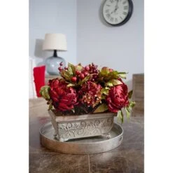 18" Red Peony & Hydrangea Arrangement In Decorative Planter 17 18" Red Peony & Hydrangea Arrangement In Decorative Planter -Flowers Michael Store D251495S 16