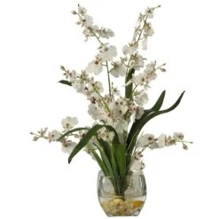 19" White Dancing Lady Orchid Arrangement In Vase -Flowers Michael Store D251505S 11 1