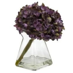 Green, Purple & White Hydrangea With Vase, 3ct. -Flowers Michael Store D251511S 12