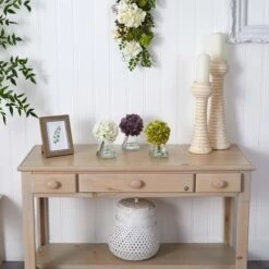 Green, Purple & White Hydrangea With Vase, 3ct. -Flowers Michael Store D251511S 18