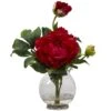 13.5" Red Peony Arrangement In Fluted Vase -Flowers Michael Store D251512S 11
