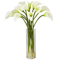 20" Mini Calla Lily Silk Flower Arrangement In Vase 10 20" Mini Calla Lily Silk Flower Arrangement In Vase -Flowers Michael Store D251513S 11 1