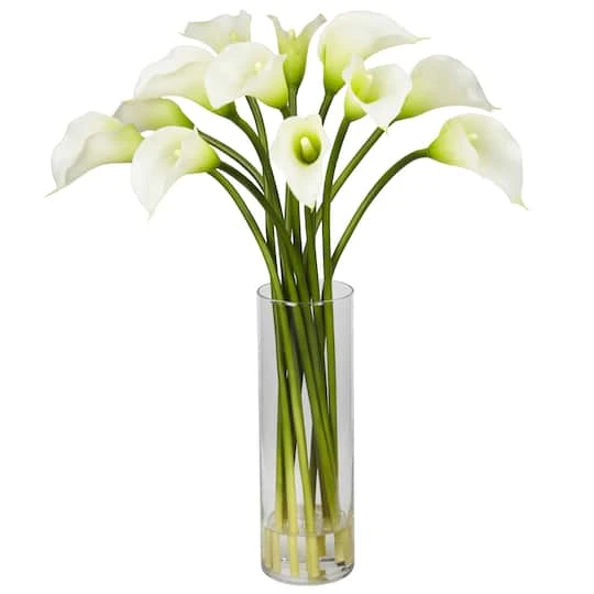 20" Mini Calla Lily Silk Flower Arrangement In Vase 3 20" Mini Calla Lily Silk Flower Arrangement In Vase