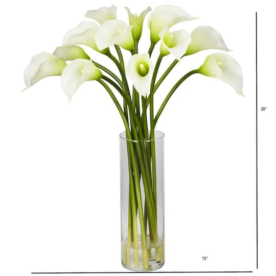 20" Mini Calla Lily Silk Flower Arrangement In Vase 7 20" Mini Calla Lily Silk Flower Arrangement In Vase - Image 5