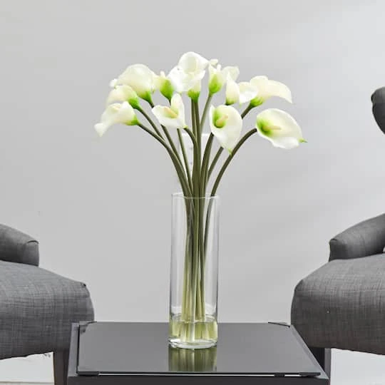 20" Mini Calla Lily Silk Flower Arrangement In Vase 8 20" Mini Calla Lily Silk Flower Arrangement In Vase - Image 6
