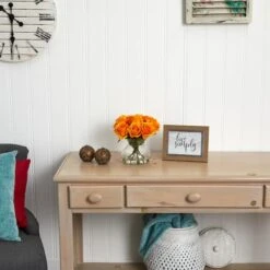 11" Orange Rose Arrangement With Clear Glass Vase -Flowers Michael Store D251532S 12