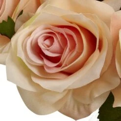 11" Peach Rose Arrangement With Clear Glass Vase -Flowers Michael Store D251534S 12