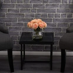 11" Peach Rose Arrangement With Clear Glass Vase -Flowers Michael Store D251534S 14