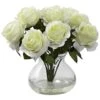 11" White Rose Arrangement With Clear Glass Vase -Flowers Michael Store D251536S 11