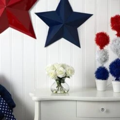 11" White Rose Arrangement With Clear Glass Vase -Flowers Michael Store D251536S 13