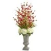 3.5ft. Red & White Cherry Blossom & Hydrangea Arrangement In Urn -Flowers Michael Store D251593S 1