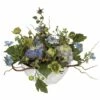 14" Blue Hydrangea Centerpiece In White Ceramic Bowl -Flowers Michael Store D251613S 11