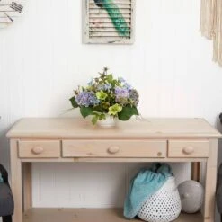 14" Blue Hydrangea Centerpiece In White Ceramic Bowl 11 14" Blue Hydrangea Centerpiece In White Ceramic Bowl -Flowers Michael Store D251613S 13