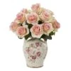 16" Pink Rose Arrangement In Flower Printed Vase -Flowers Michael Store D251616S 1