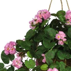 24" Pink Geranium In Hanging Basket -Flowers Michael Store D251659S 12