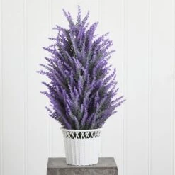 22" Lavender Artificial Plant In White Wicker Planter 10 22" Lavender Artificial Plant In White Wicker Planter -Flowers Michael Store D251698S 13