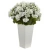 27" White UV Resistant Geranium Arrangement In White Planter -Flowers Michael Store D251826S 11