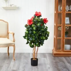 4ft. Potted Red & Green Hibiscus Tree -Flowers Michael Store D251947S 12