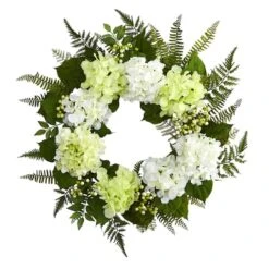 24” White Hydrangea Berry Wreath