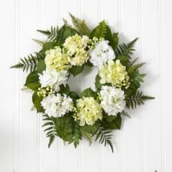 24” White Hydrangea Berry Wreath -Flowers Michael Store D252234S 12