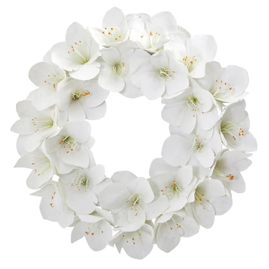 24'' White Amaryllis Wreath 3 24'' White Amaryllis Wreath - Image 2