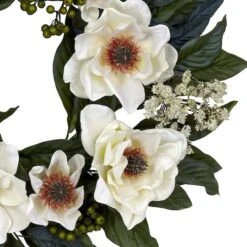 22" White Magnolia Wreath -Flowers Michael Store D252262S 12