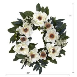22" White Magnolia Wreath -Flowers Michael Store D252262S 14