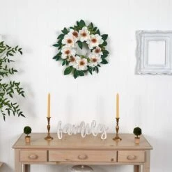 22" White Magnolia Wreath -Flowers Michael Store D252262S 15