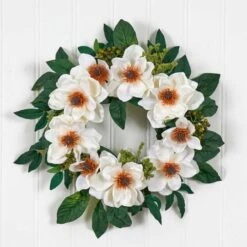 22" White Magnolia Wreath -Flowers Michael Store D252262S 16