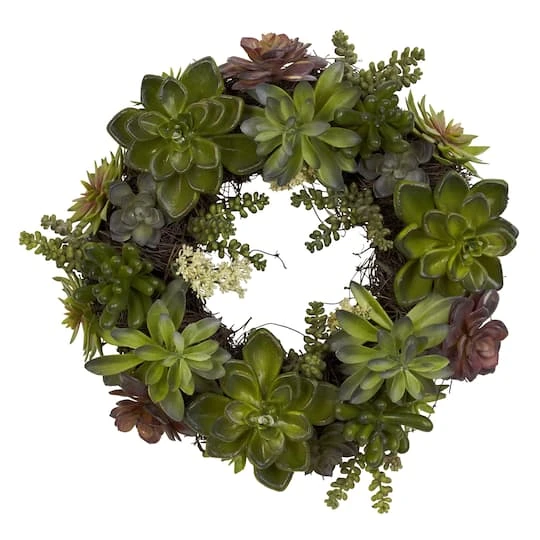 20" Green Succulent Wreath 3 20" Green Succulent Wreath