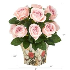 11" Pink Roses In Floral Vase -Flowers Michael Store D262029S 2