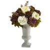 27" Peony, Hydrangea & Dahlia Arrangement In Sand Colored Urn -Flowers Michael Store D262049S 1
