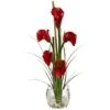 18" Red Calla Lily In Square Glass Vase -Flowers Michael Store D262063S 1