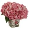 9'' Pink Hydrangea Arrangement In Floral Planter -Flowers Michael Store D262089S 1