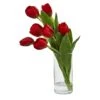 16'' Red Tulip Arrangement In Cylinder Vase 1 16'' Red Tulip Arrangement In Cylinder Vase -Flowers Michael Store D262093S 1