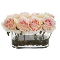 5.5'' Pink Roses In Glass Vase -Flowers Michael Store D262097S 1 1