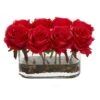 5.5" Red Blooming Roses Arrangement In Glass Vase -Flowers Michael Store D262103S 1