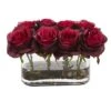5.5" Burgundy Blooming Roses Arrangement In Glass Vase -Flowers Michael Store D262105S 1