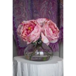 8" Pink Fancy Rose In Glass Vase 8 8" Pink Fancy Rose In Glass Vase -Flowers Michael Store D262108S 3
