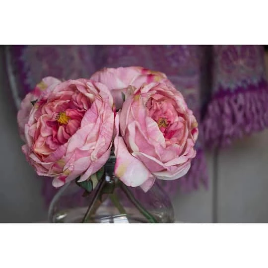 8" Pink Fancy Rose In Glass Vase 6 8" Pink Fancy Rose In Glass Vase - Image 4