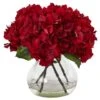 8.5" Red Hydrangea Arrangement In Glass Vase -Flowers Michael Store D262121S 11
