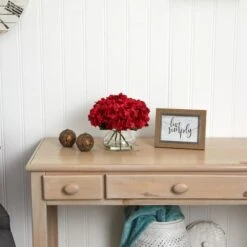 8.5" Red Hydrangea Arrangement In Glass Vase 9 8.5" Red Hydrangea Arrangement In Glass Vase -Flowers Michael Store D262121S 13